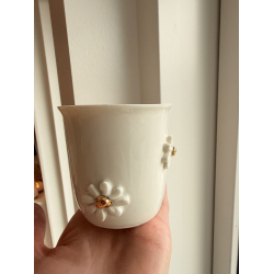 Porcel�nskop med blomst/guld 