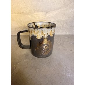 Porcel�nskop med Guldm�nster + hank (Sol/m�ne)