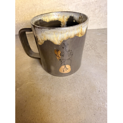 Porcel�nskop med Guldm�nster + hank (Kvindefigur)