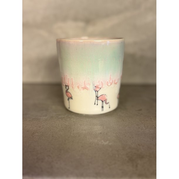 Porcel�nskop med flamingoer 