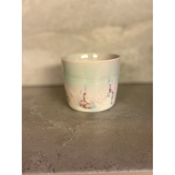 Porcel�nskop med flamingoer 