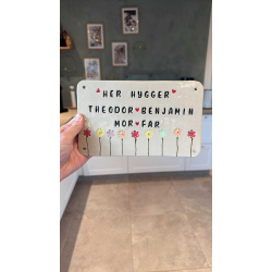 Lille skilt med TAL/BOGSTAVER 